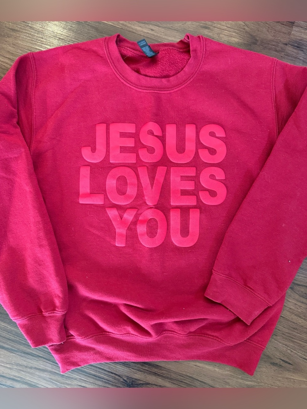 “Jesus Loves You” Puffy Letters Sweatshirt